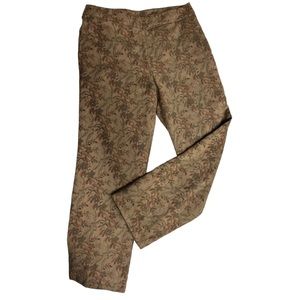 Anthropologie Isabella Bird Tapestry Leaf Pattern Ankle Length‎ Pants Size 12P
